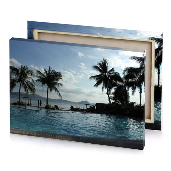 a pool with view of body water silver canvas - Image 4