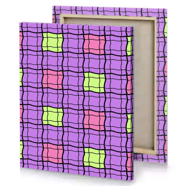 a purple and green pattern with squares wisteria canvas - Image 4