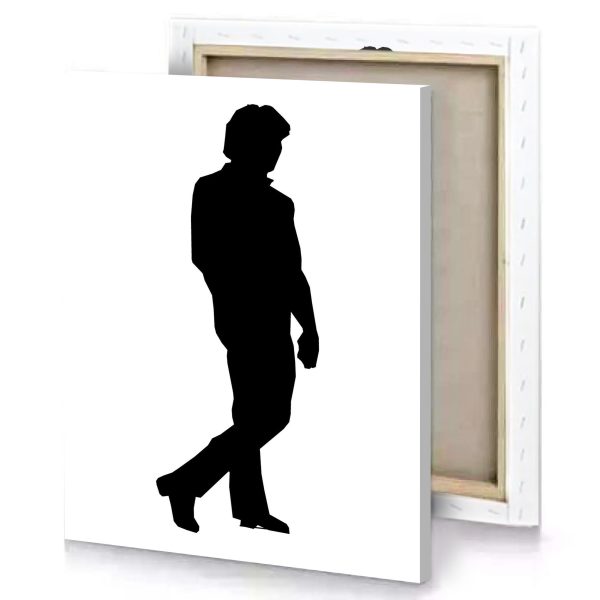 a silhouette of man walking black canvas - Image 4