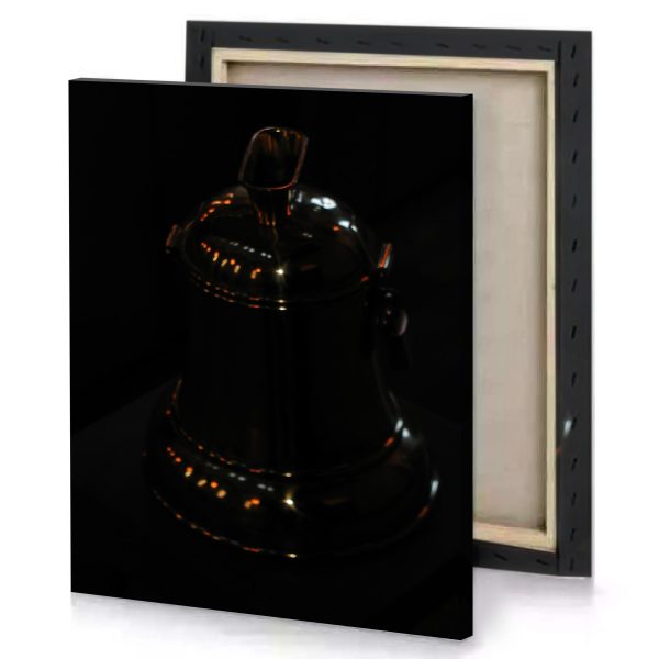 a silver coffee pot on black table smoky canvas - Image 4