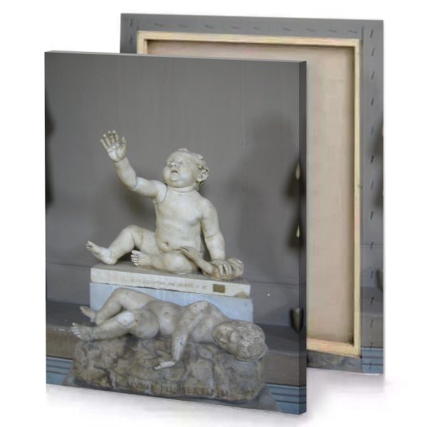 a statue of baby silver canvas - Image 4