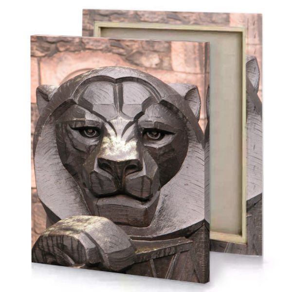 a statue of lion rose quartz canvas - Image 4