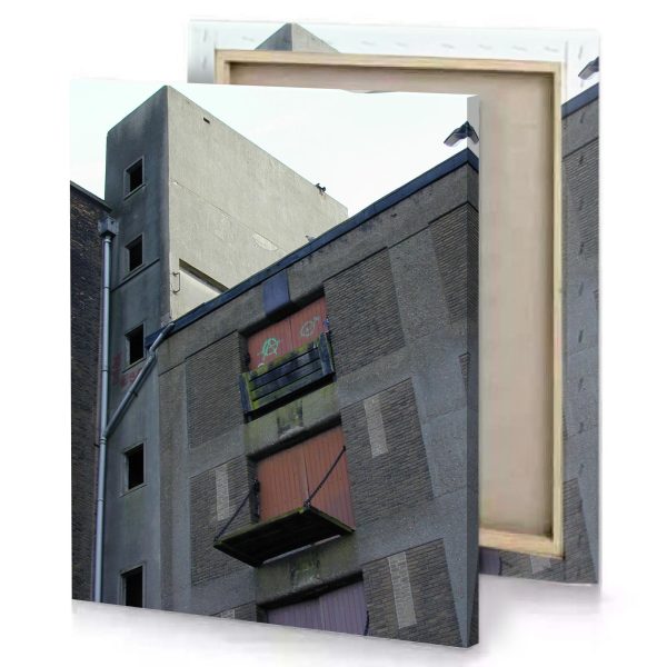 a tall building with clock on the side silver canvas - Image 4