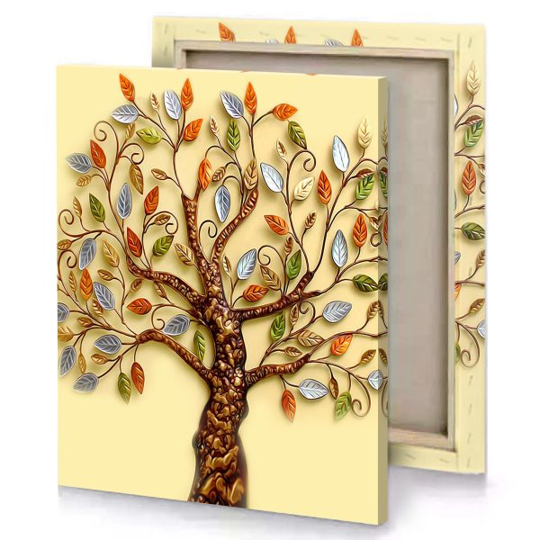 a tree with leaves on it burlywood canvas - Image 4