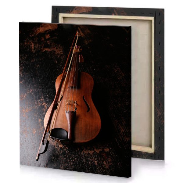 a violin on wooden floor sepia canvas - Image 4