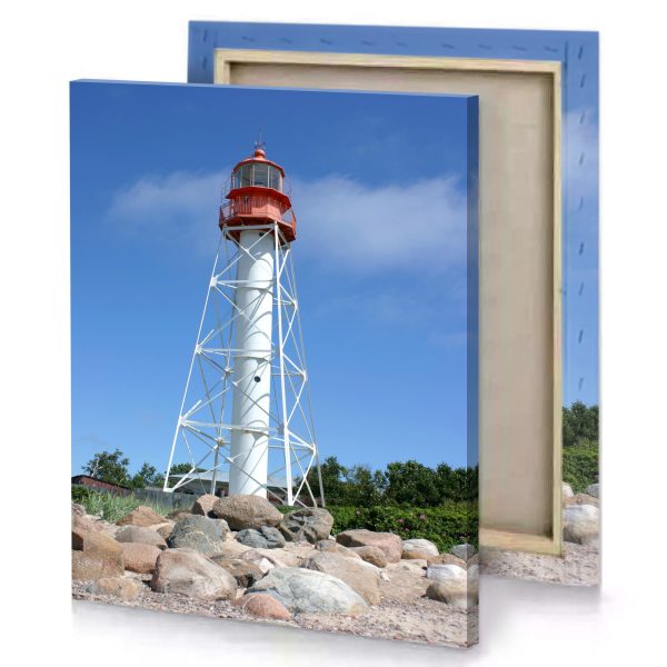 a white and red lighthouse iceberg canvas - Image 4