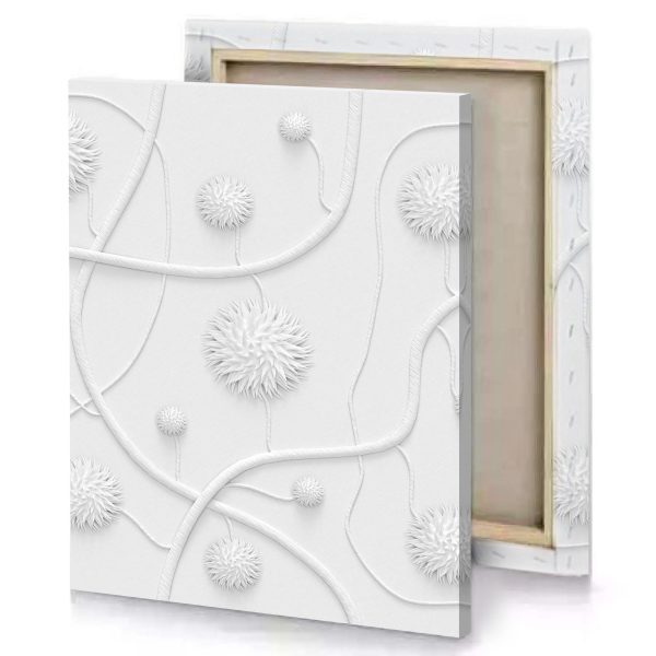 a white wallpaper with flowers and vines canvas - Image 4