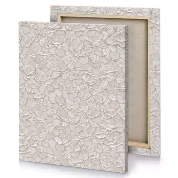 a white wallpaper with pattern of small leaves canvas - Image 4