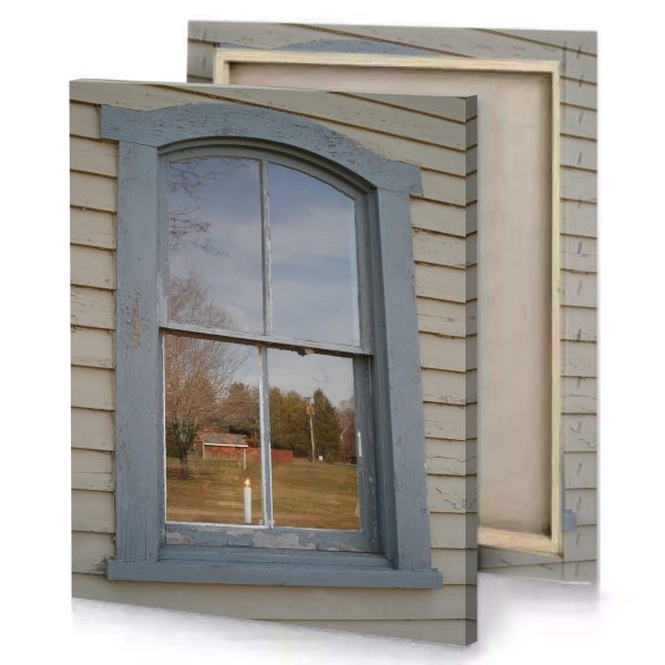 a window with reflection of house manatee canvas - Image 4