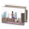 a woman doing yoga on rooftop silver canvas - Image 4