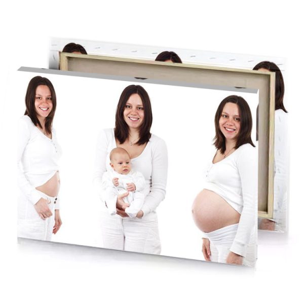 a woman holding baby in her arms white smoke canvas - Image 4
