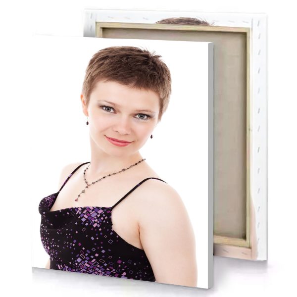 a woman in black dress and purple snow canvas - Image 4