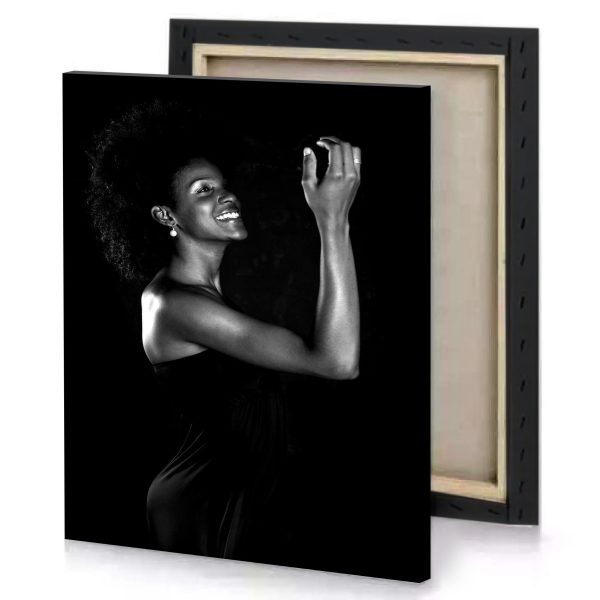 a woman in black dress holding cigarette canvas - Image 4