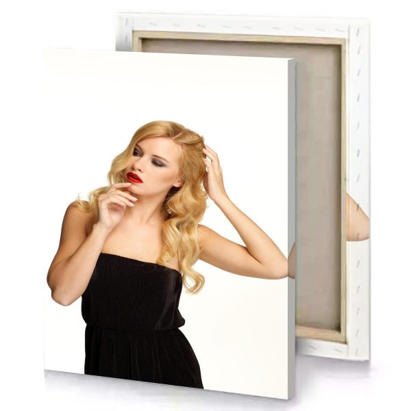 a woman in black dress with red lipstick snow canvas - Image 4