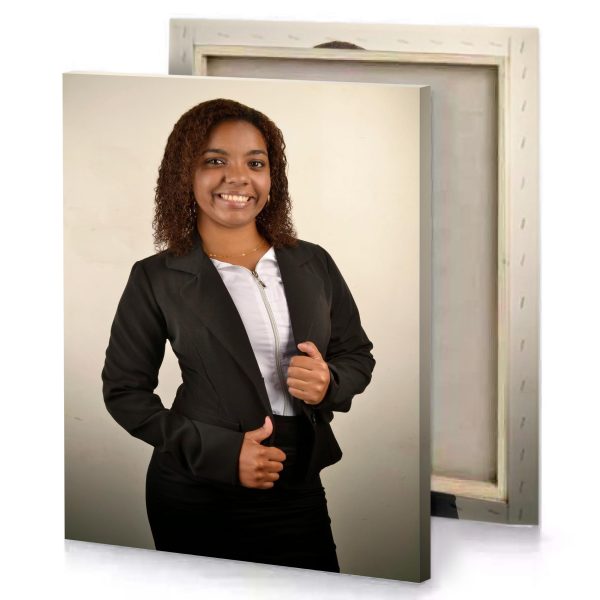 a woman in black suit and white shirt pearl canvas - Image 4
