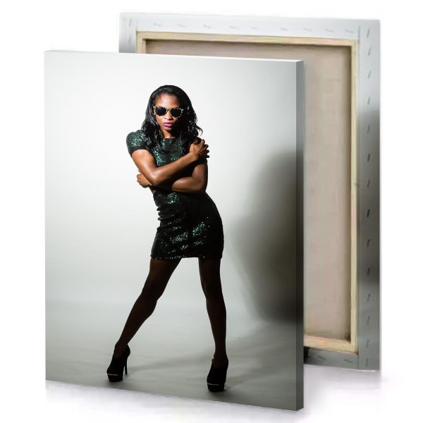 a woman in green dress and sunglasses platinum canvas - Image 4