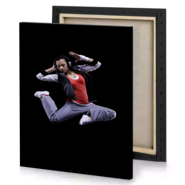 a woman in red shirt and grey pants burgundy canvas - Image 4