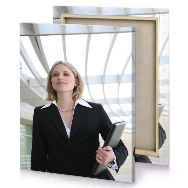 a woman in suit holding tablet white smoke canvas - Image 4