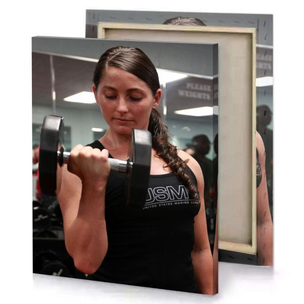 a woman is lifting pair of dumbs smoky black canvas - Image 4