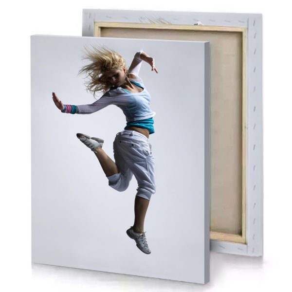 a woman jumping in the air dim gray canvas - Image 4
