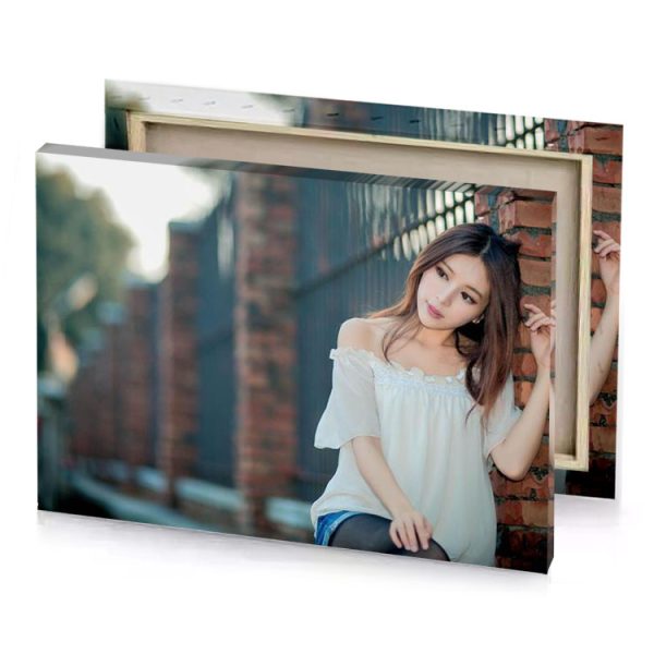 a woman leaning against brick wall charcoal canvas - Image 4