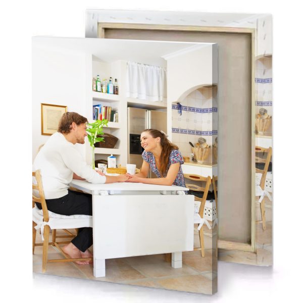 a woman sitting at kitchen table platinum canvas - Image 4