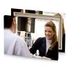 a woman sitting at table white smoke canvas - Image 4