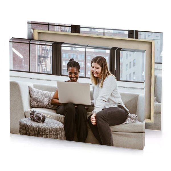 a woman sitting on couch with laptop rose quartz canvas - Image 4