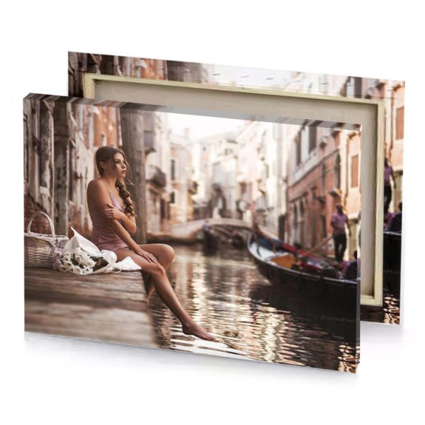 a woman sitting on ledge in canal silver canvas - Image 4