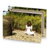 a woman sitting on rock in park olive drab canvas - Image 4