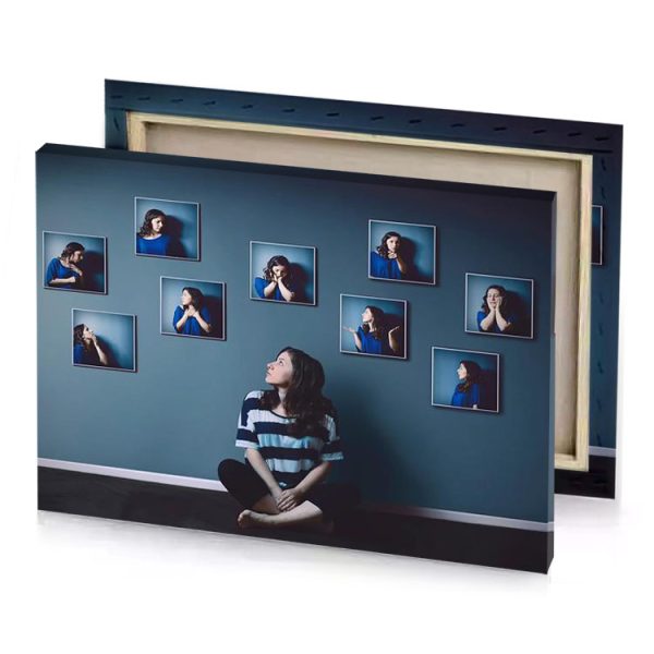 a woman sitting on the floor in front of wall charcoal canvas - Image 4