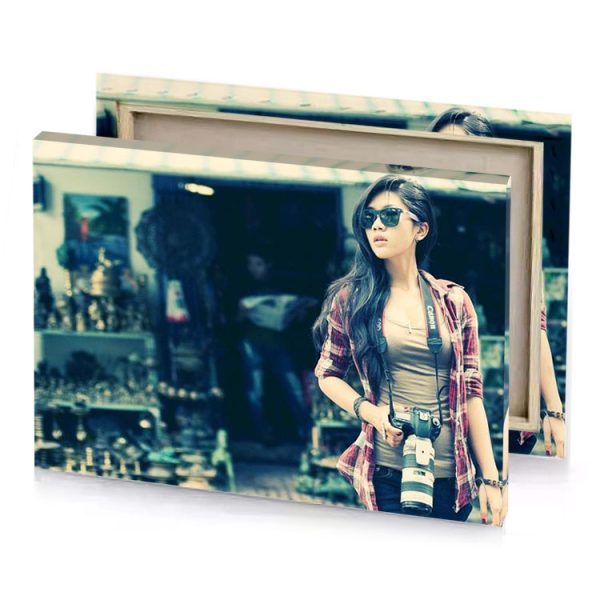 a woman standing in front of store prussian blue canvas - Image 4
