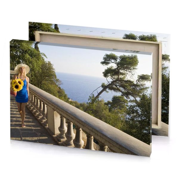 a woman walking down stone stairway manatee canvas - Image 4