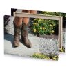 a woman wearing cowboy boots and blue bracelet silver canvas - Image 4
