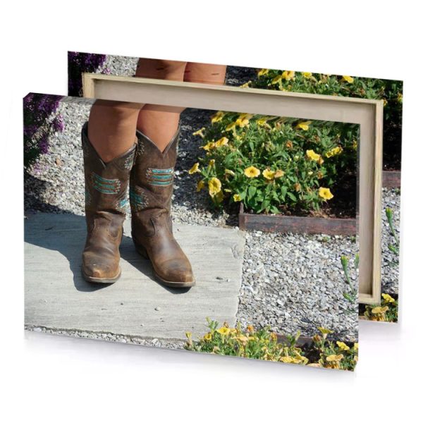 a woman wearing cowboy boots and blue bracelet silver canvas - Image 4