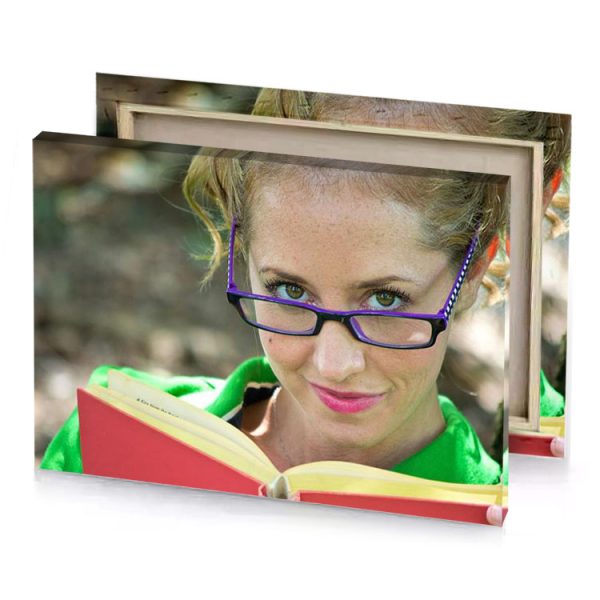 a woman wearing glasses reading book dark olive green canvas - Image 4