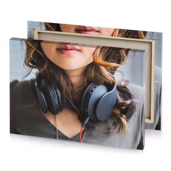 a woman wearing headphones bistre canvas - Image 4
