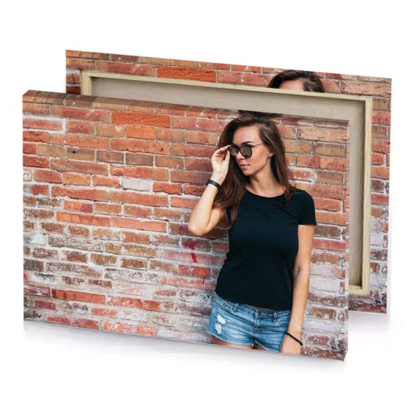 a woman wearing sunglasses and black shirt silver canvas - Image 4