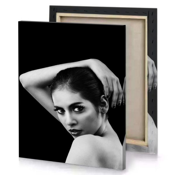 a woman with black background and canvas - Image 4