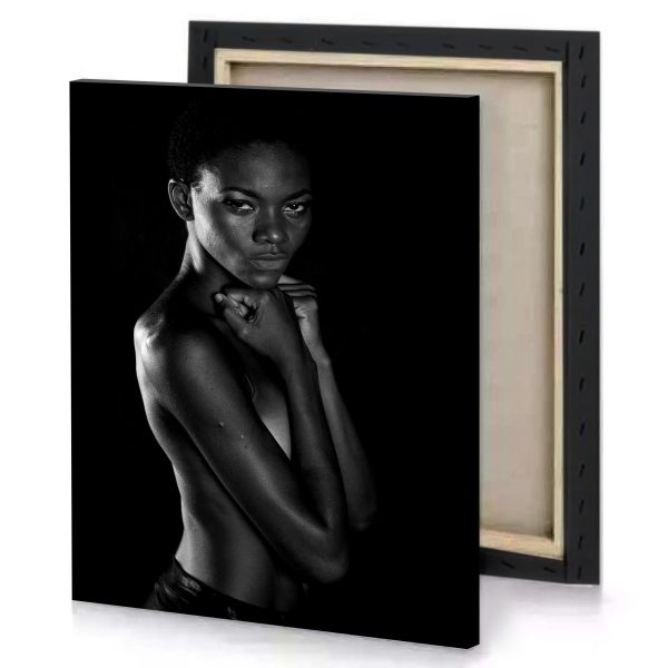 a woman with black background canvas - Image 4