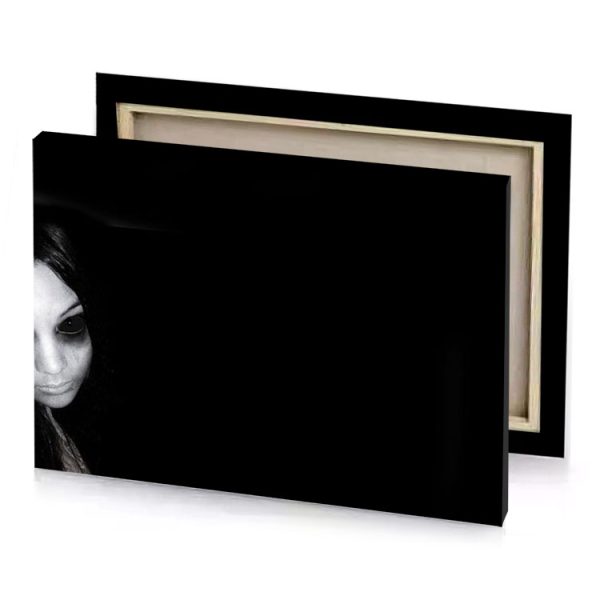 a woman with black hair and white makeup silver canvas - Image 4
