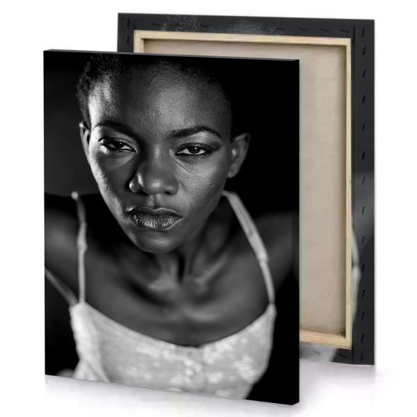 a woman with black makeup and white dress smoky canvas - Image 4
