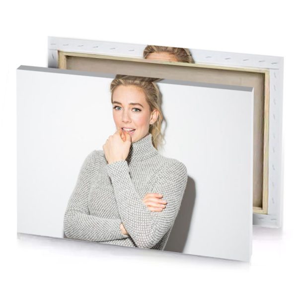 a woman with blonde hair and gray sweater white smoke canvas - Image 4