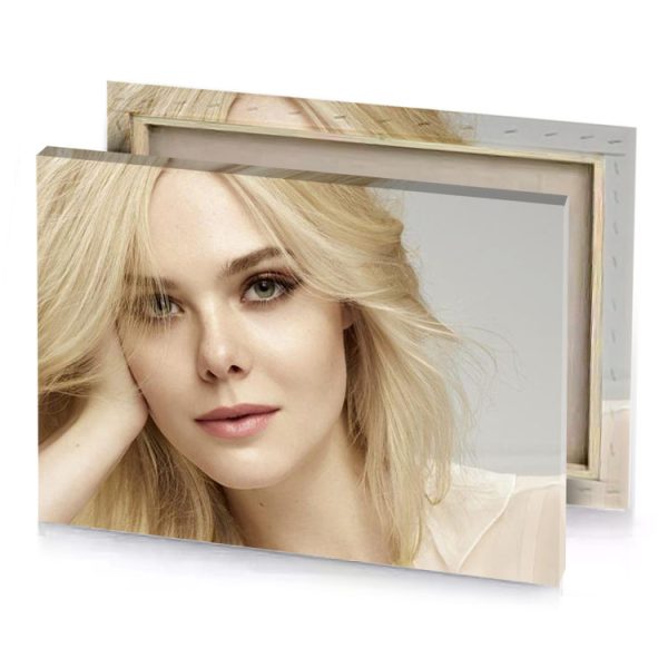a woman with blonde hair and white shirt tan canvas - Image 4
