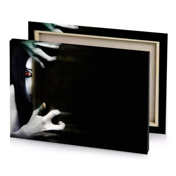 a woman with bloody face and knife in her hand platinum canvas - Image 4