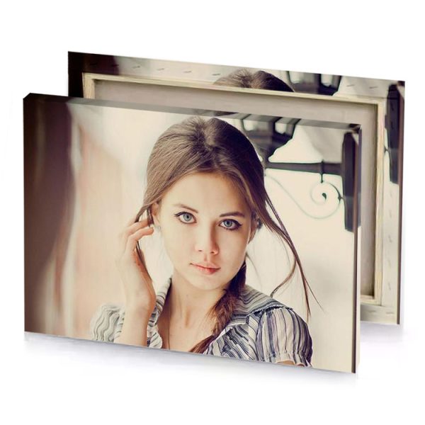 a woman with blue shirt and white silver canvas - Image 4