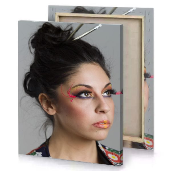 a woman with colorful make up and pair of scissors manatee canvas - Image 4