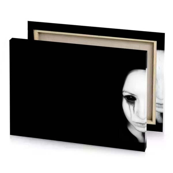 a woman with creepy face in the dark black canvas - Image 4
