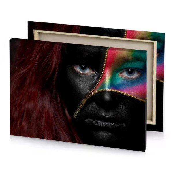 a woman with face painted in rainbow colors zinnwaldite brown canvas - Image 4