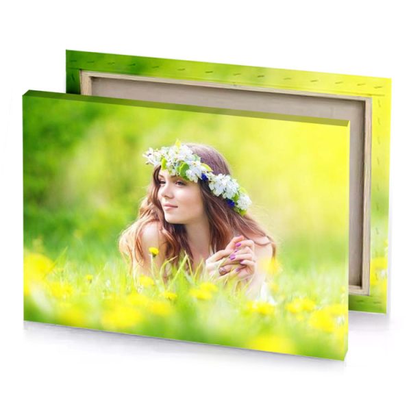 a woman with flower crown in her hair olive drab canvas - Image 4